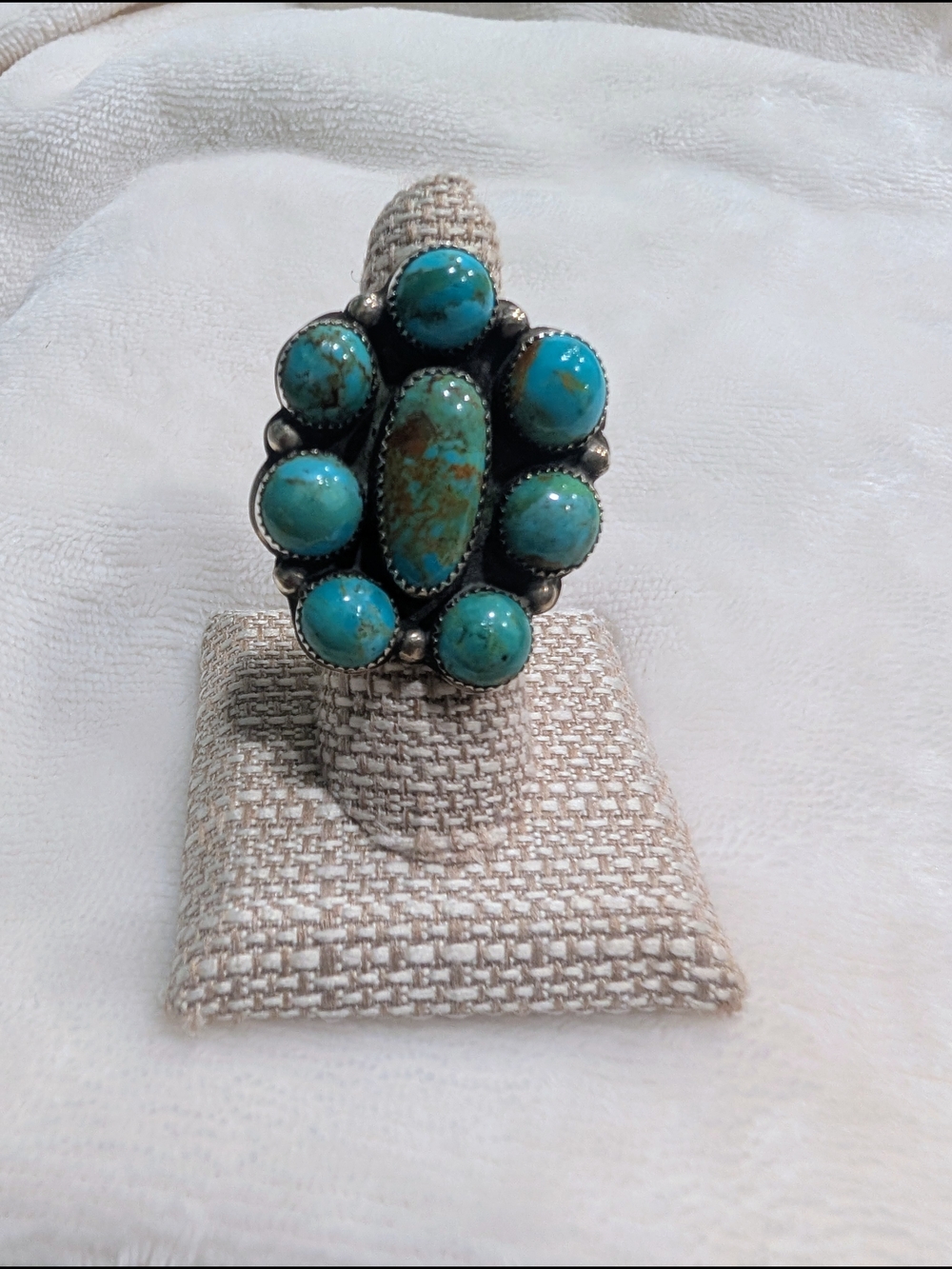Native Turquoise Cluster Statement Ring
